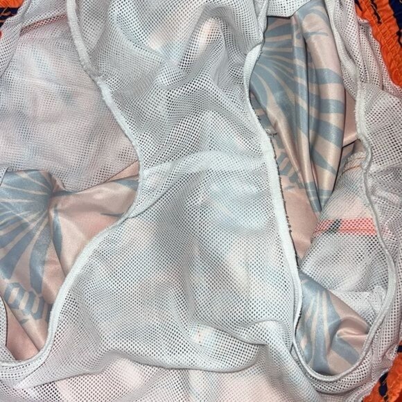 Corona Orange Tropical Swim Trunks w/ Blue Palm Leaf Print Mens Size 2XL - Picture 4 of 7